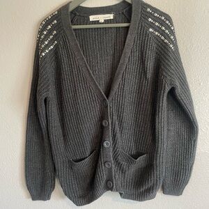 Stitch + Threads Gray Studded Sweater